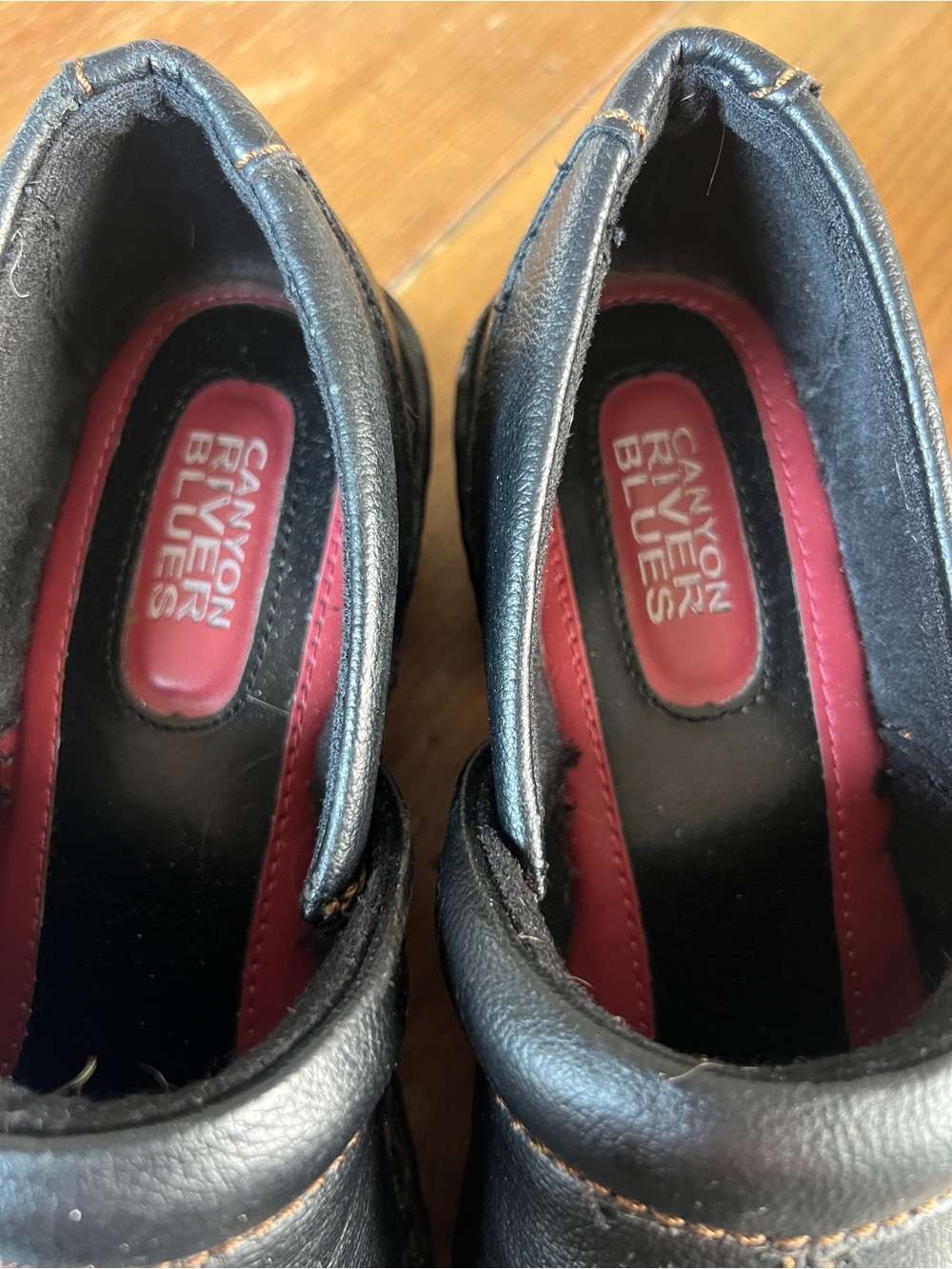 Canyon River Blues Black Leather Mules/clogs with Brown Topstitch Sz 7.5w - Picture 7 of 8